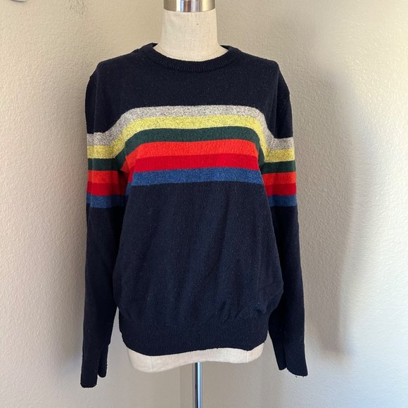 GAP Pullover Rib Knit Sweater Wool Blend Crew Neck Stripe Multicolor Sz M - Picture 1 of 6